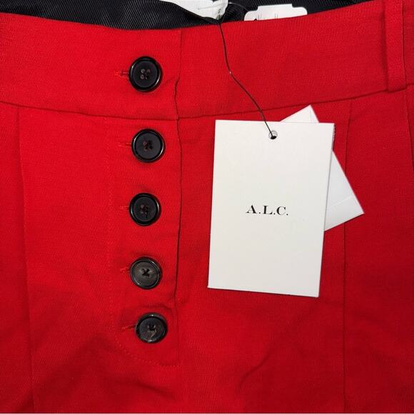 A.L.C  NWT  Russel Cropped Button-Fly High Rise Crepe Pants Scarlet Red Size 2 - Picture 6 of 11